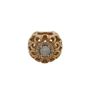 Pandora Solid 14kt Yellow Gold Retired Floral Brilliance CZ Spacer Charm